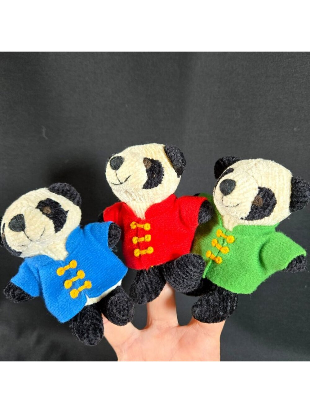Pier 1 Imports Panda Bear Finger Puppets Set Of 3 Plush Chinese Costume Toys